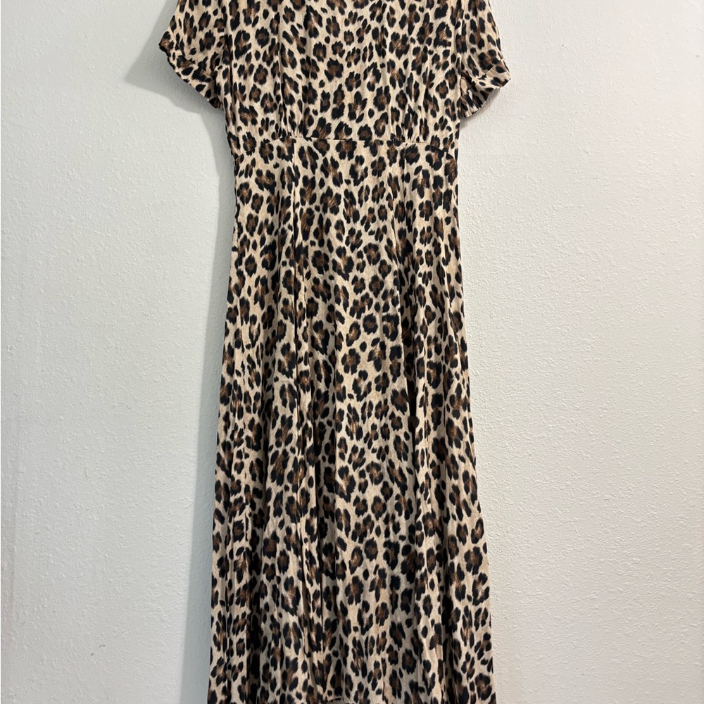 Mango Leopard Print Midi Dress Size Medium Excellent Condition - Picture 11 of 13